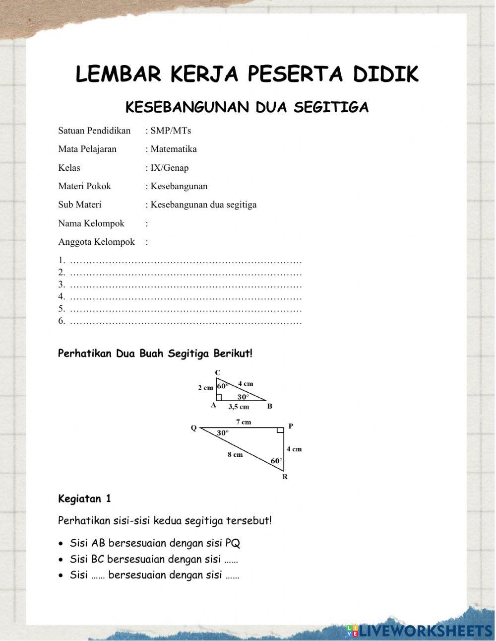 LKPD Kesebangunan Dua Segitiga