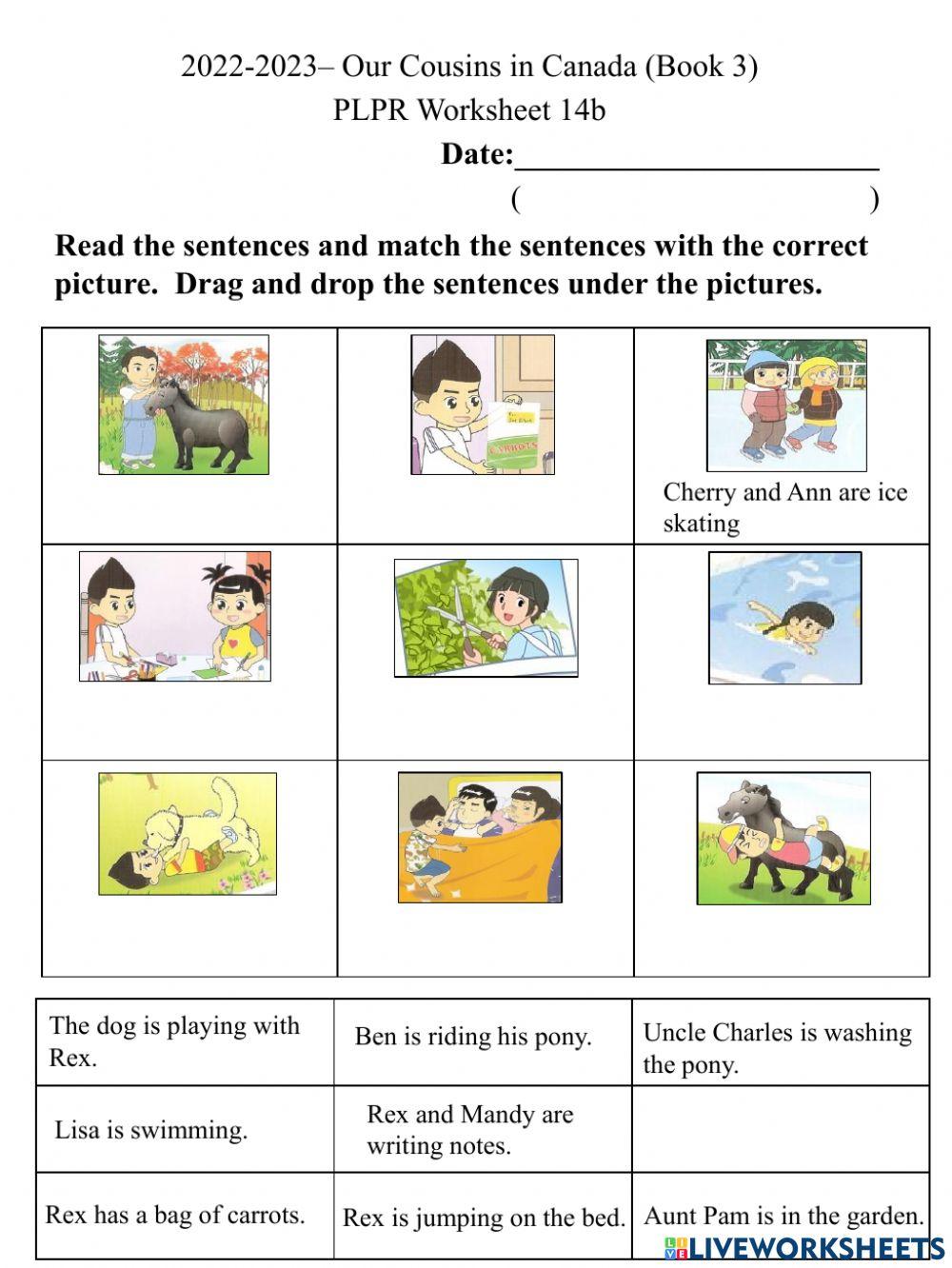 14b Match Sentences to Pictures Worksheet