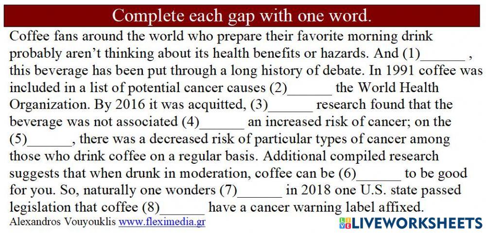 Morning coffee cloze test