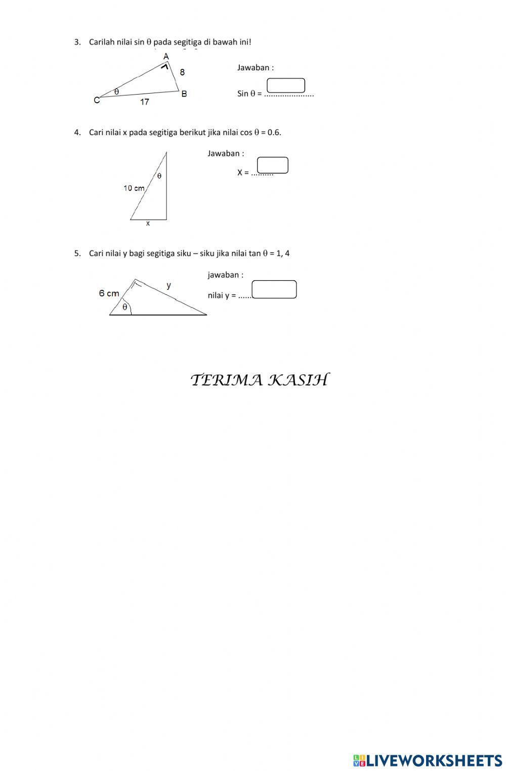 Lkpd perbandingan trigonometri segitiga siku - siku