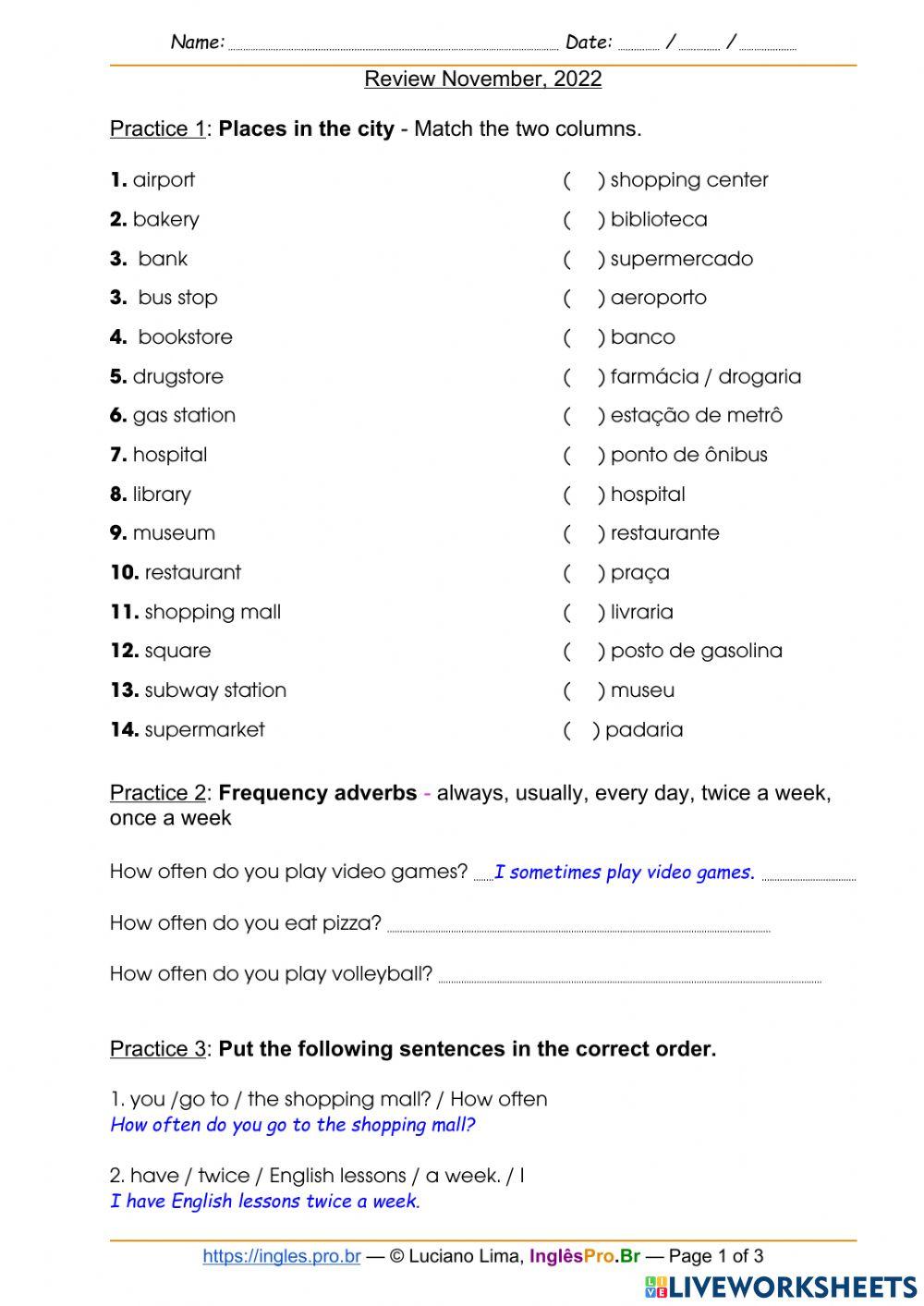 Review - Simple present - Frequency adverbs - Electronic gagets