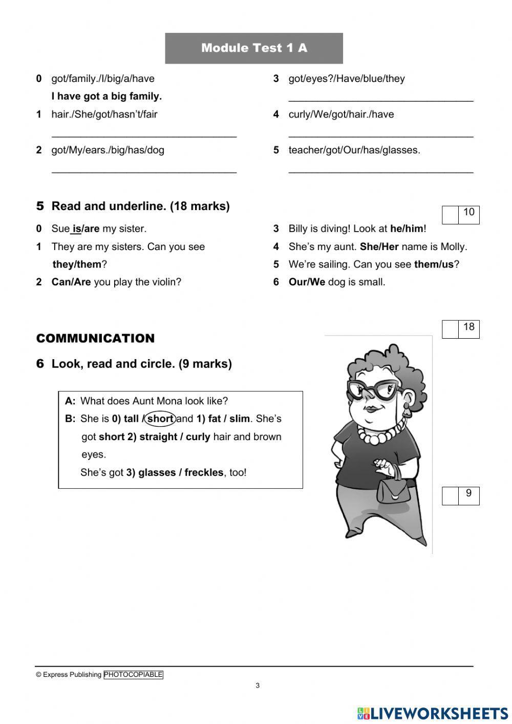 JUNIOR 3 MODULE TEST 1 