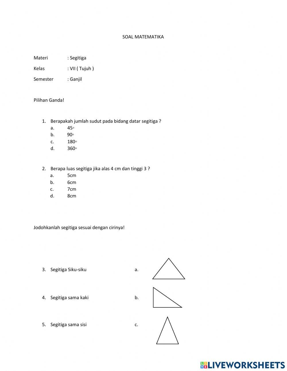 Soal segitiga kelas 7