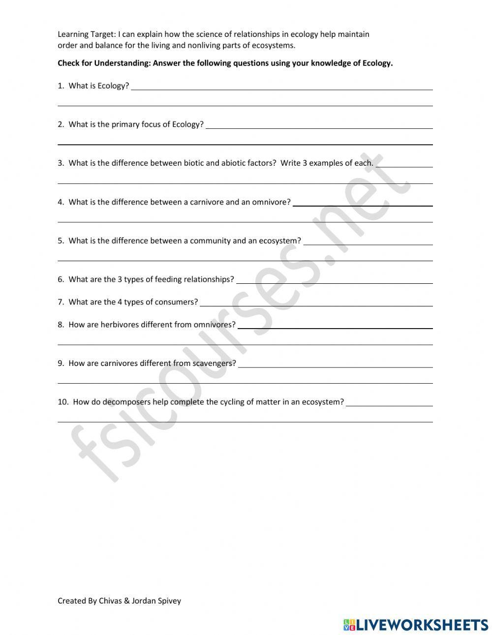 The Basics of Ecology Video Notes