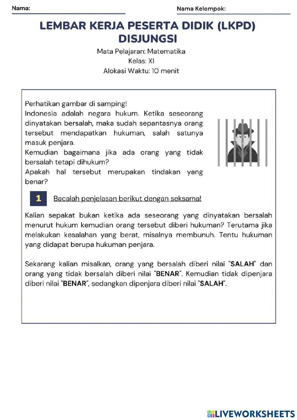 LKPD Implikasi dan Biimplikasi