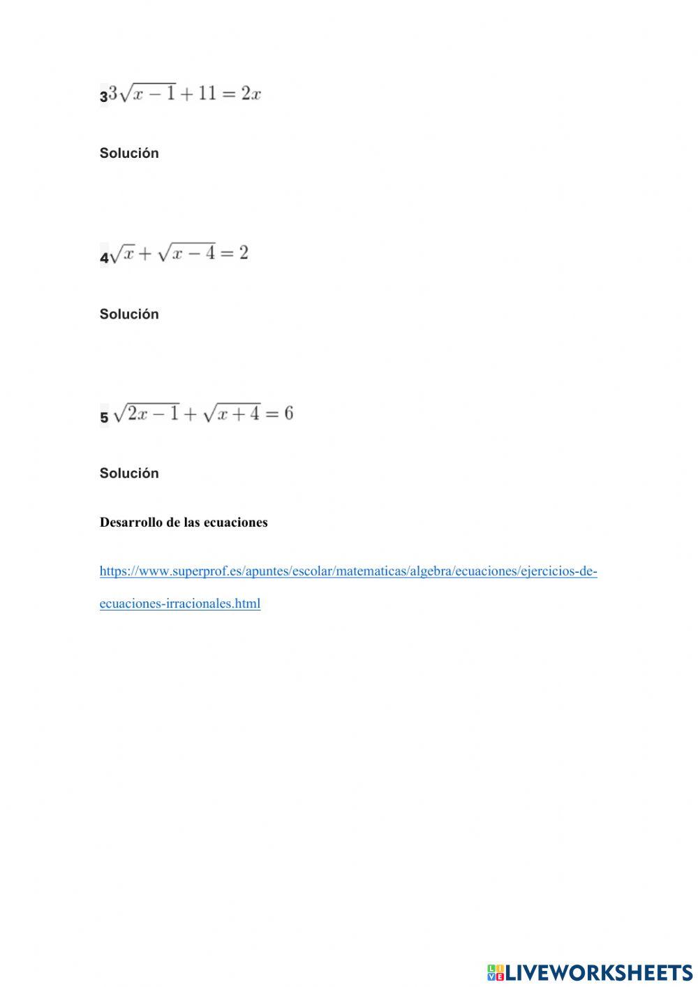 Ecuaciones irracionales
