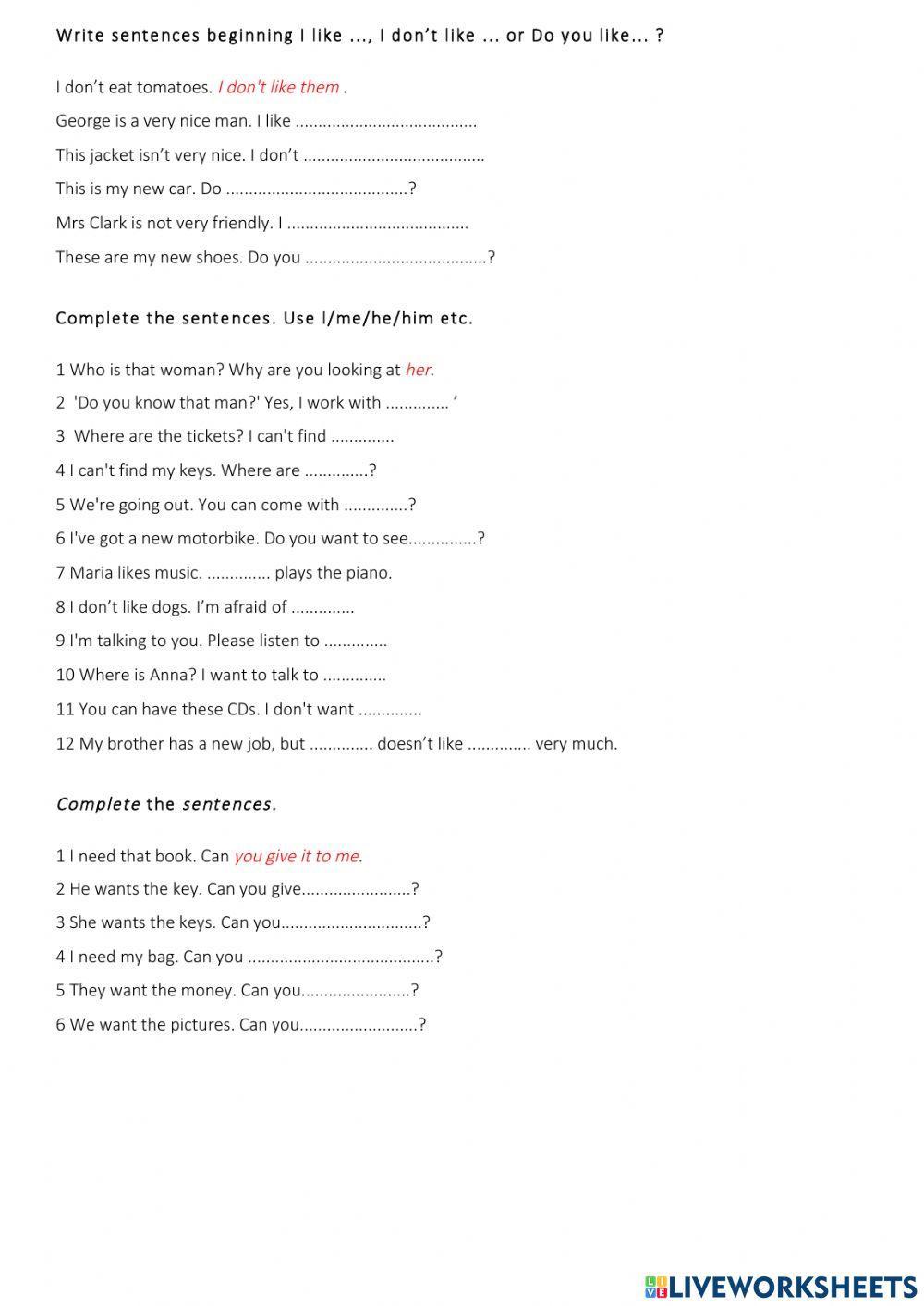 Object pronouns Object pronouns