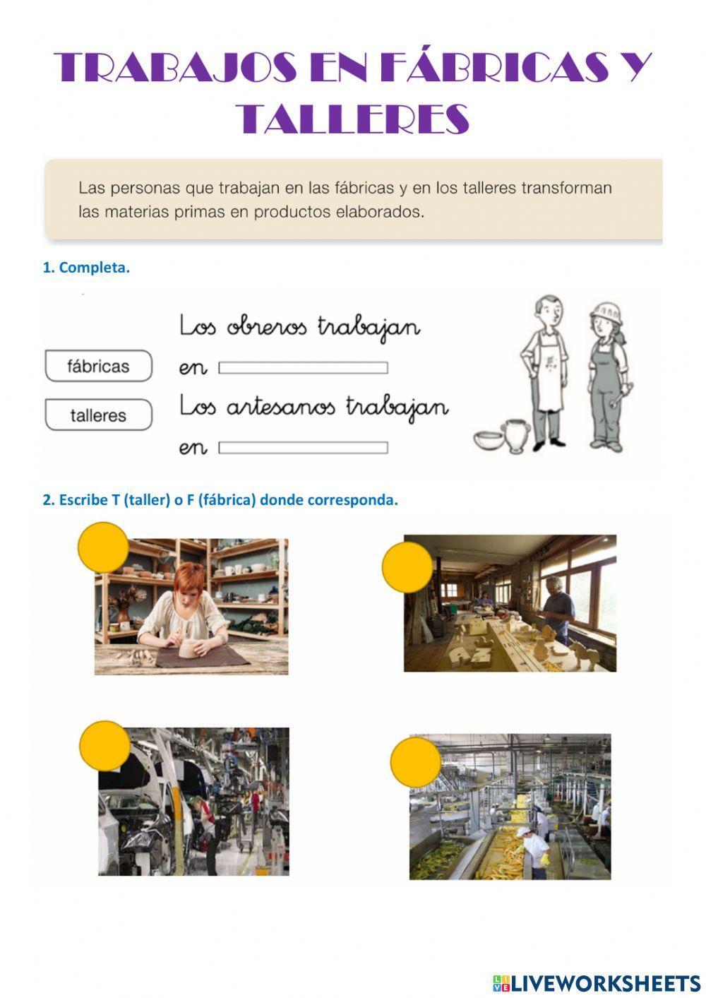 Trabajos en fábricas y talleres