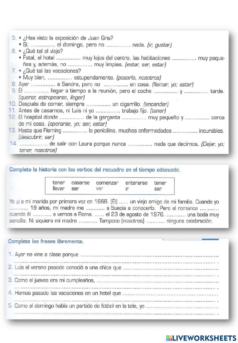 Ejercicios imperfecto-simple