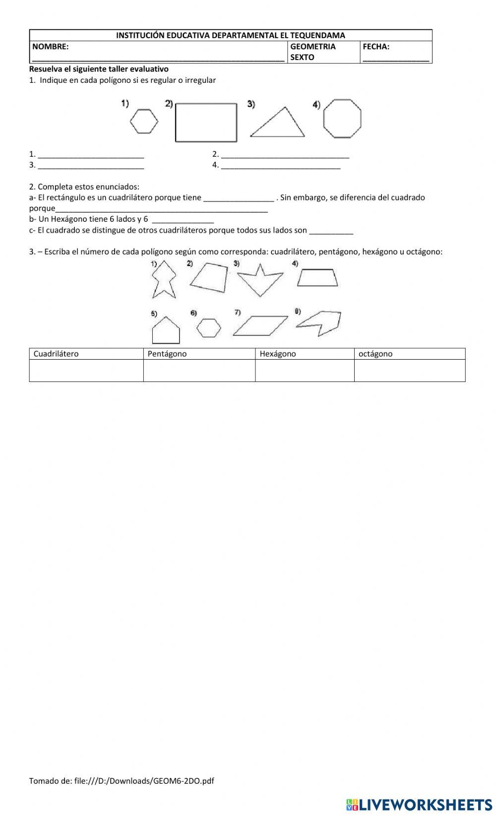 Poligonos regulares e irregulares