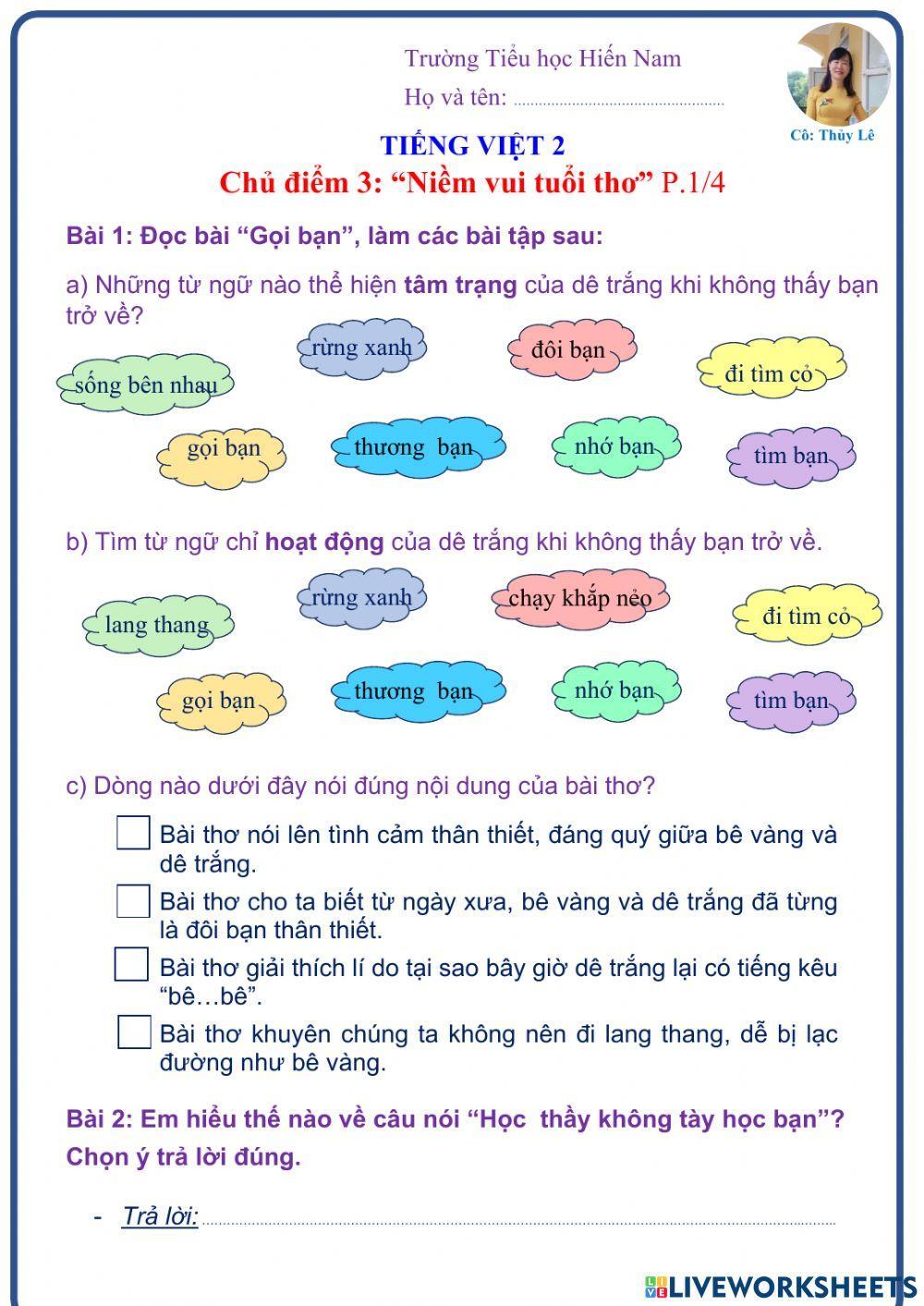 Tiếng Việt 2 (Tuần 10)