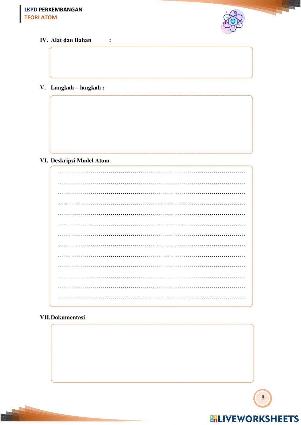 E-LKPD Perkembangan Teori Atom