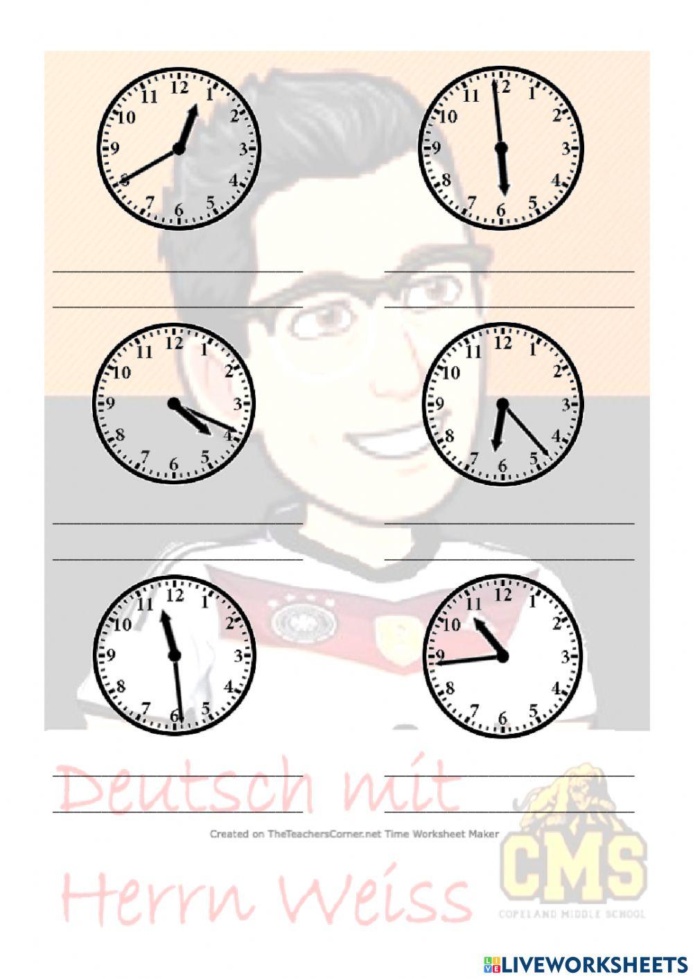 Wie viel Uhr ist es? (24StundenZählung) worksheet Live Worksheets