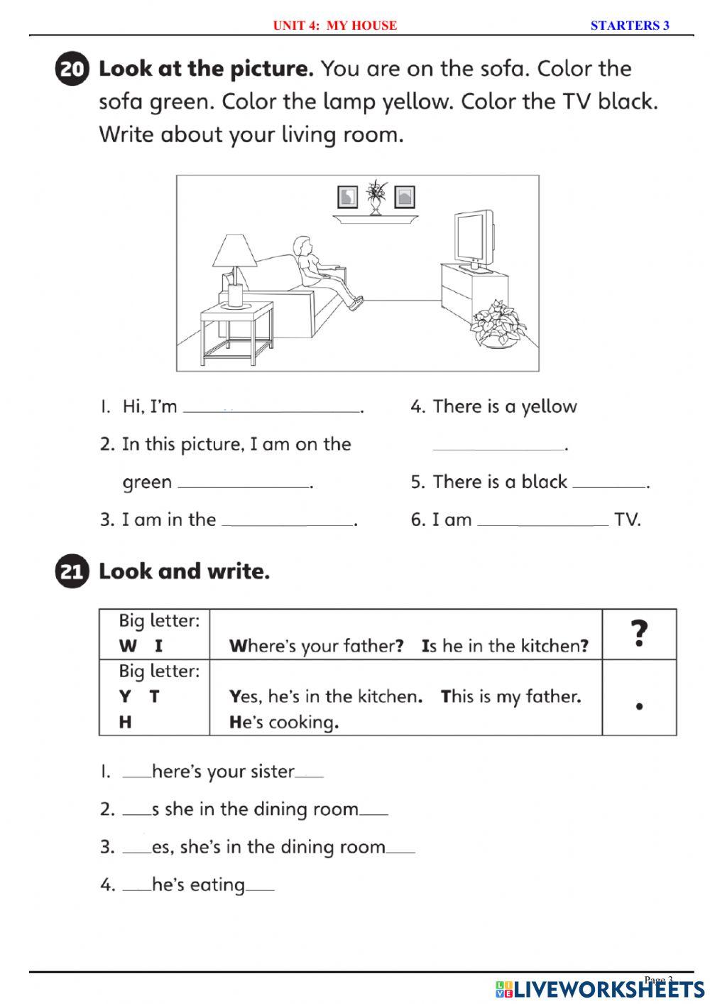 Starters 3 - u4 - reading & writing