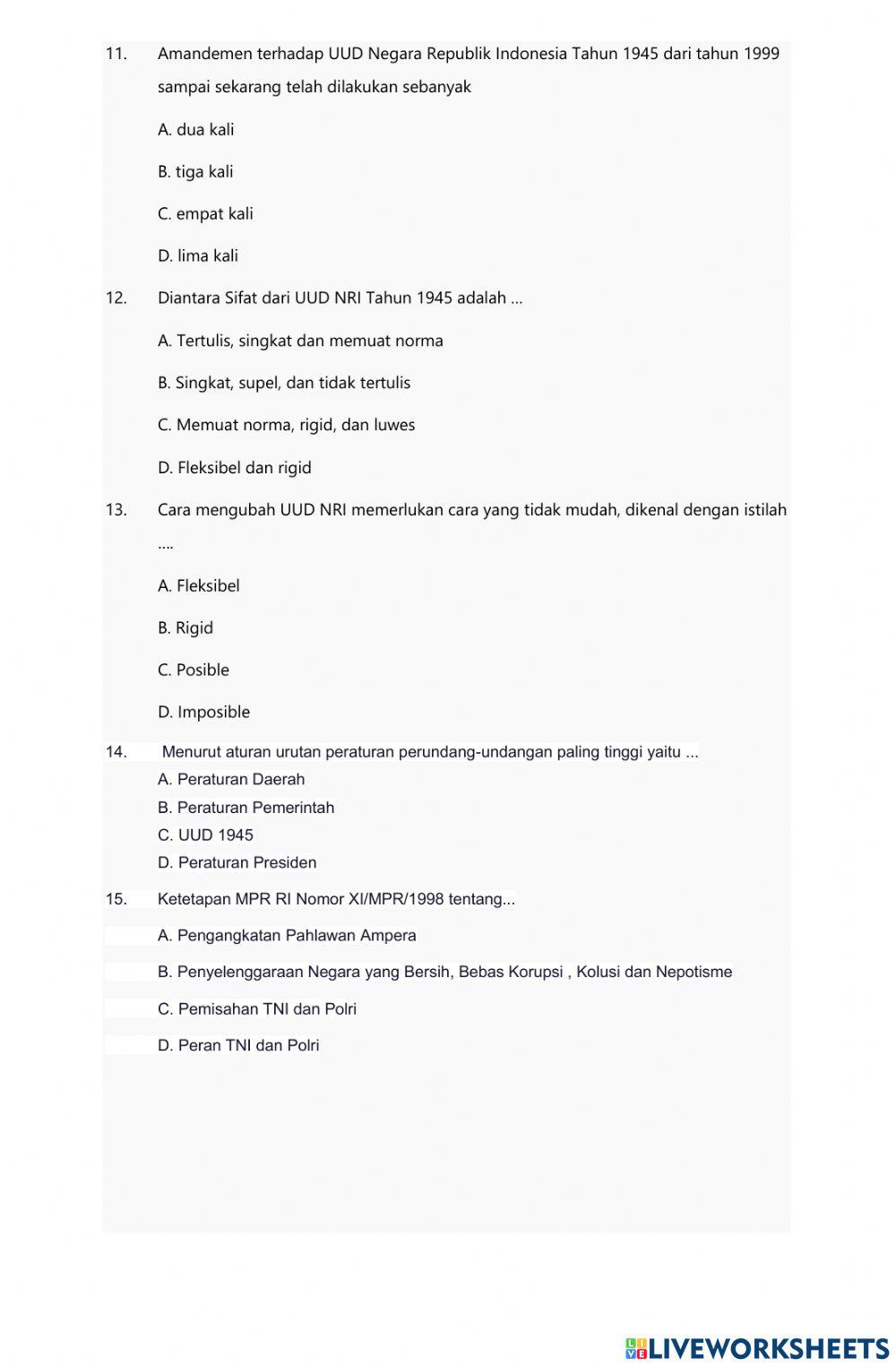 Ulangan harian bab 3 ppkn kelas 8