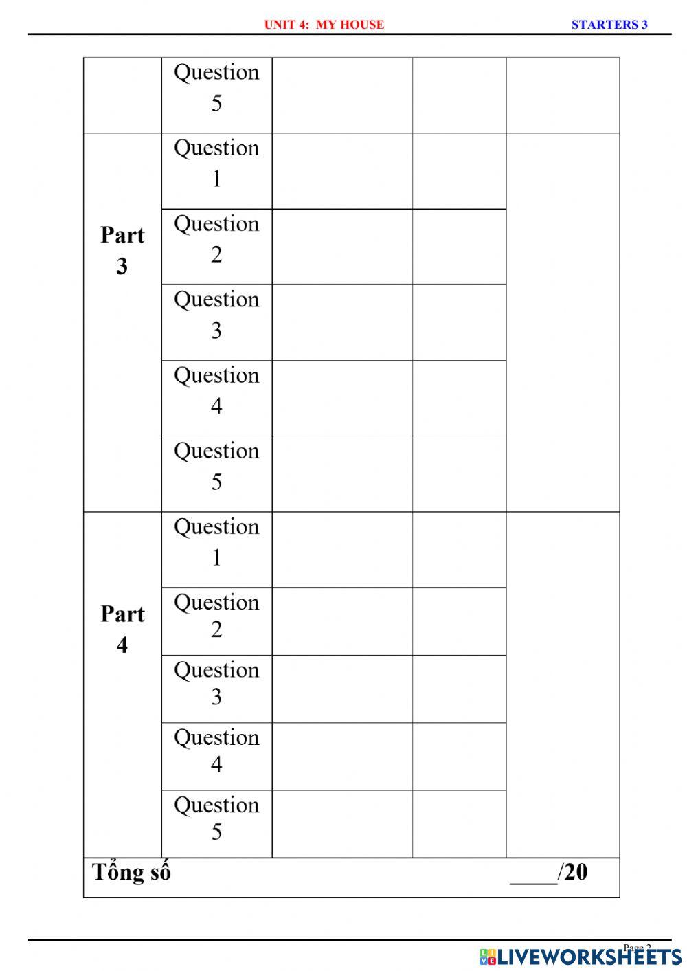 Starters 3 - u4 - test 1 - listening