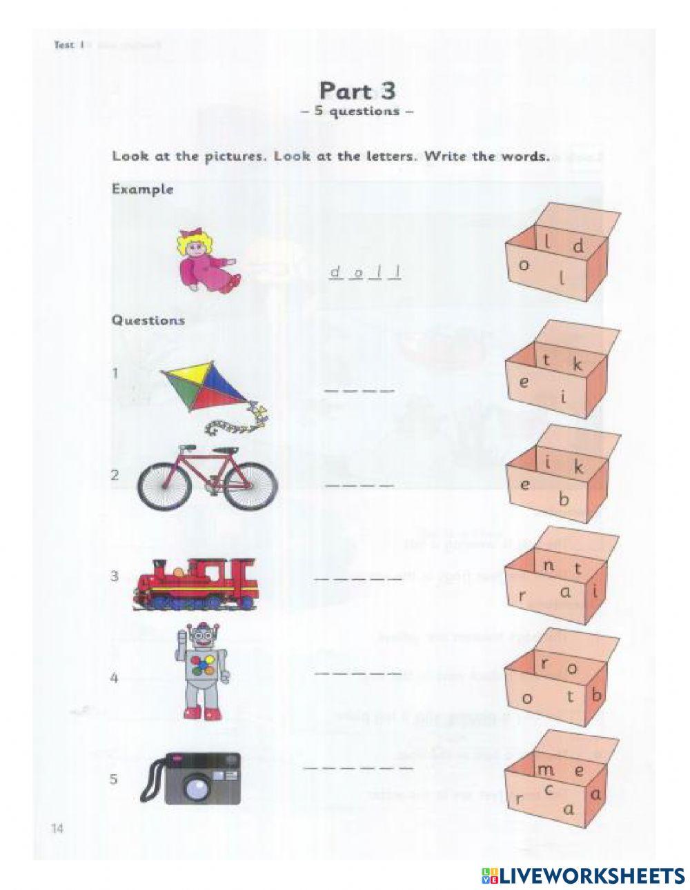 Reading and writing cambrige starters