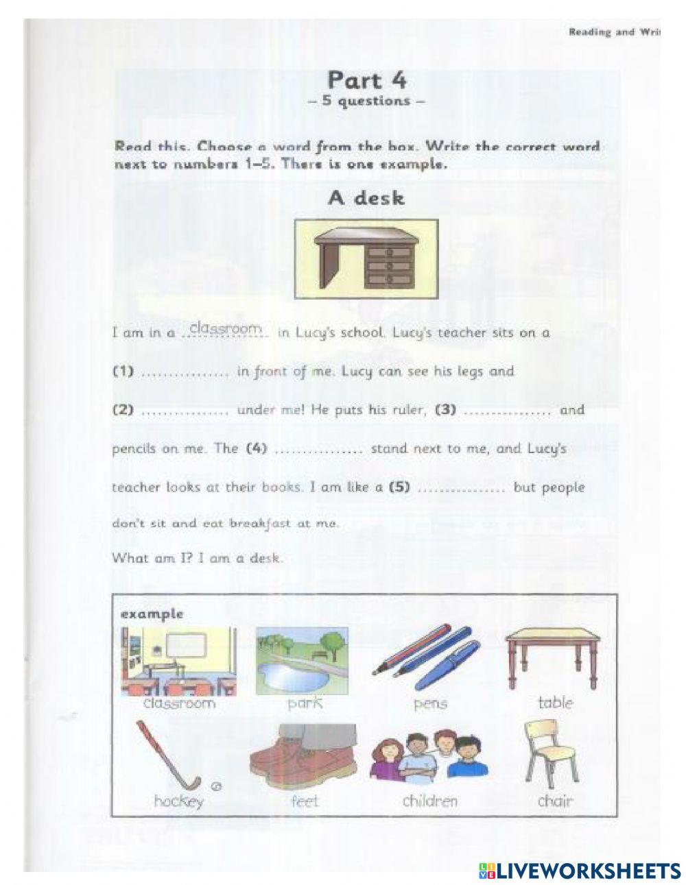 Reading and writing cambrige starters