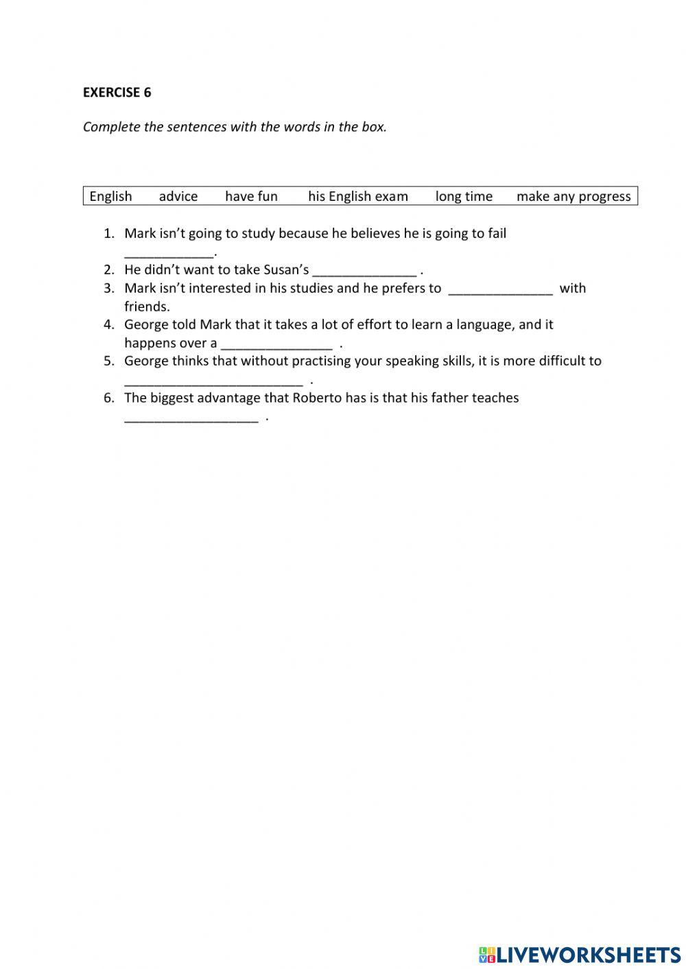 IE0, Unit 9, Grammar and Vocabulary, Exercise 6