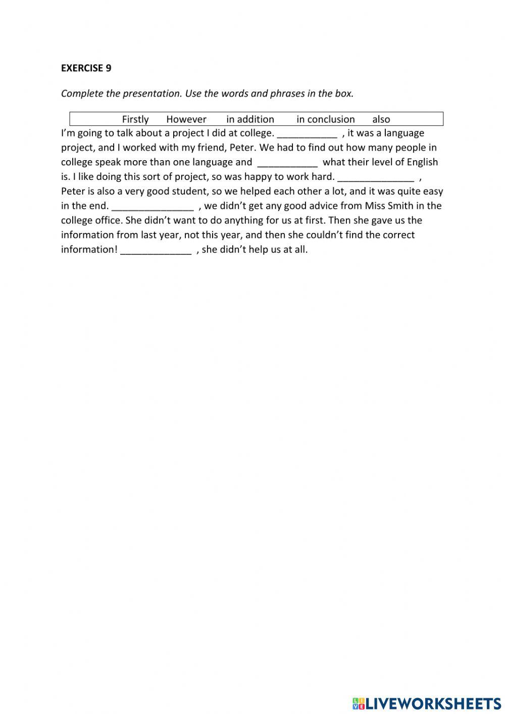 IE0, Unit 9, Grammar and Vocabulary, Exercise 9