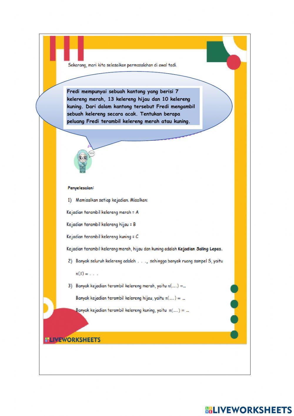 Presentasi lkpd peluang kejadian saling lepas