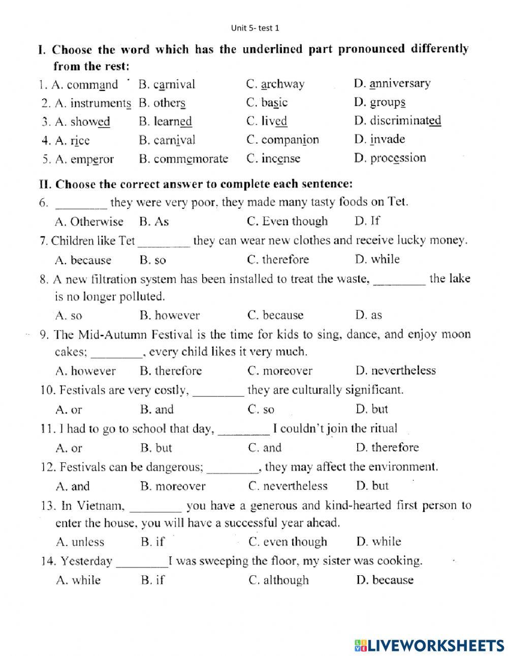 Lop 8- unit 5- test 1