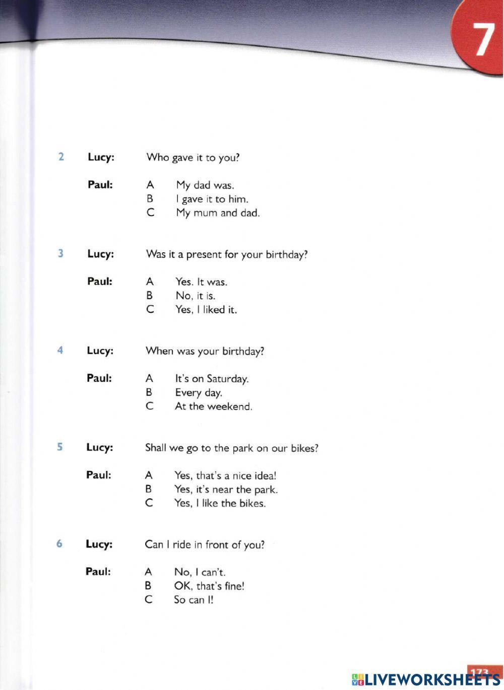 Succeed Movers Reading and writing test 7