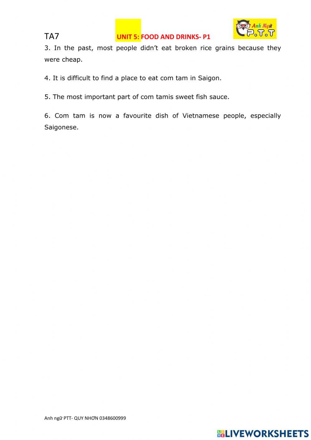 Ta7 unit 5 food and drinks p1