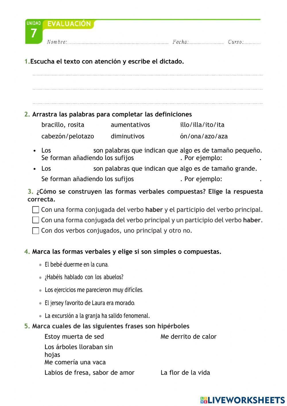 Prueba Lengua Tema 7