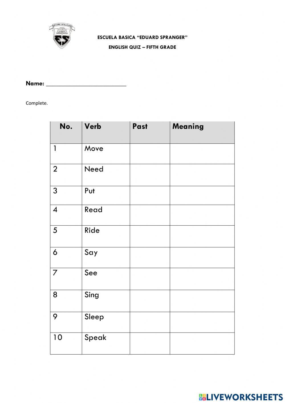 Quiz verbs 4
