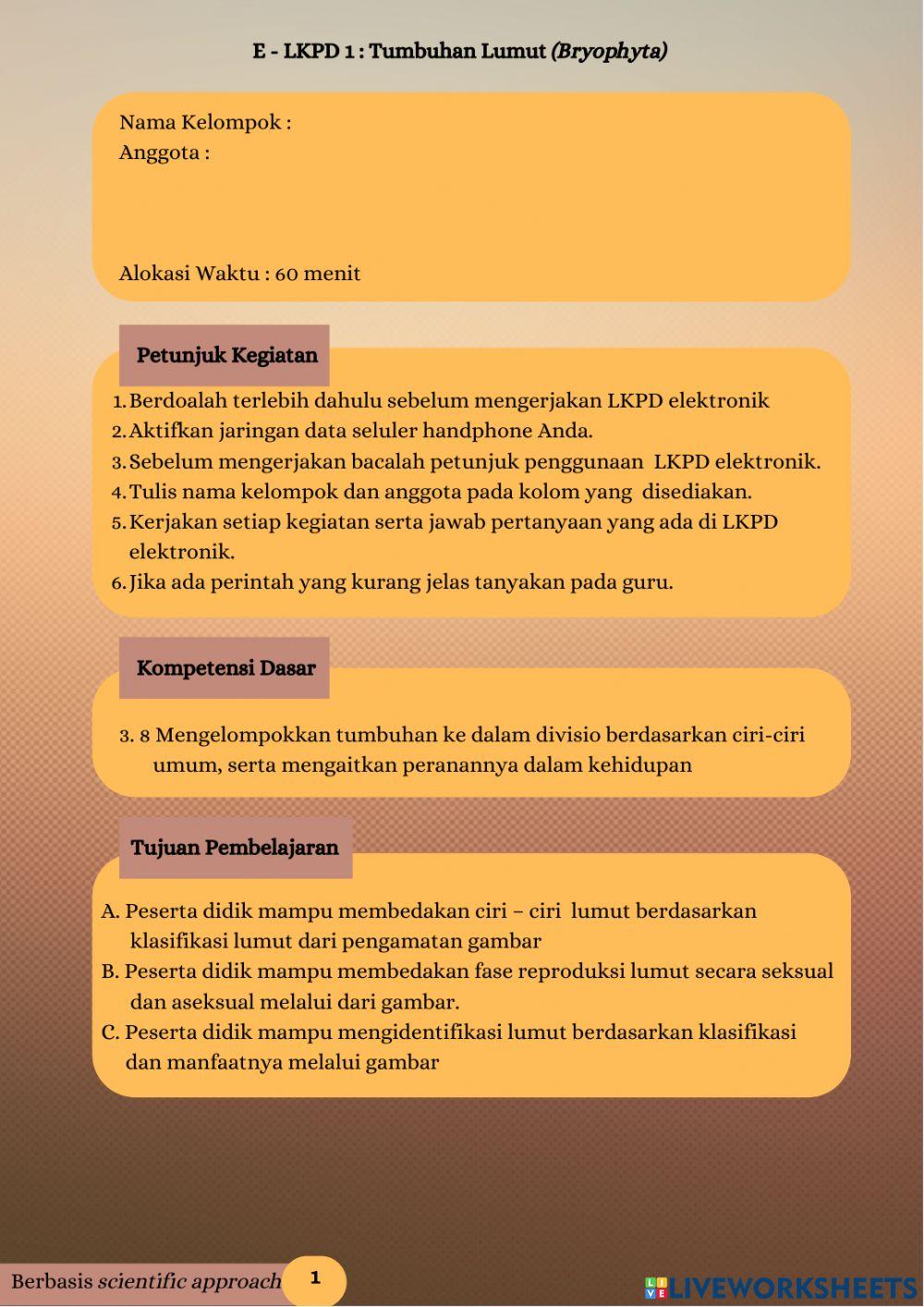 LKPD Elektronik Tumbuhan Lumut