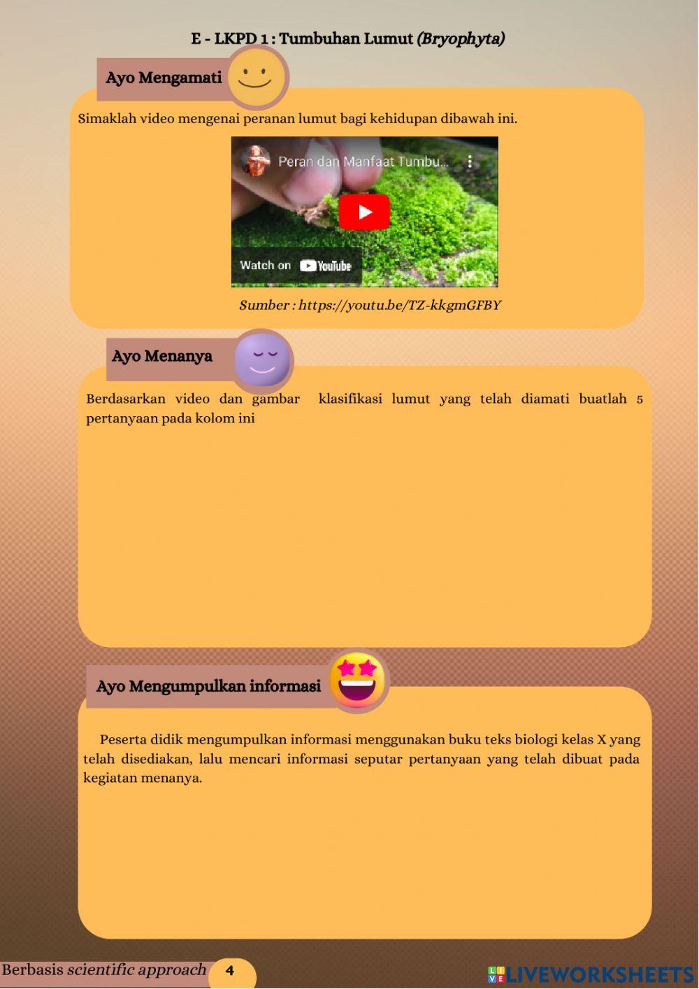 LKPD Elektronik Tumbuhan Lumut