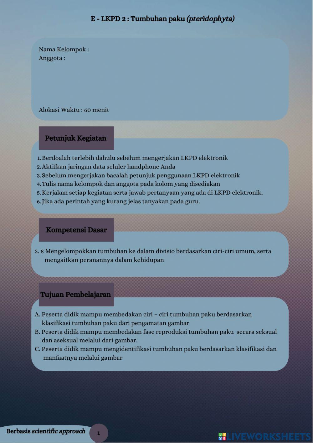 LKPD Elektronik Tumbuhan paku