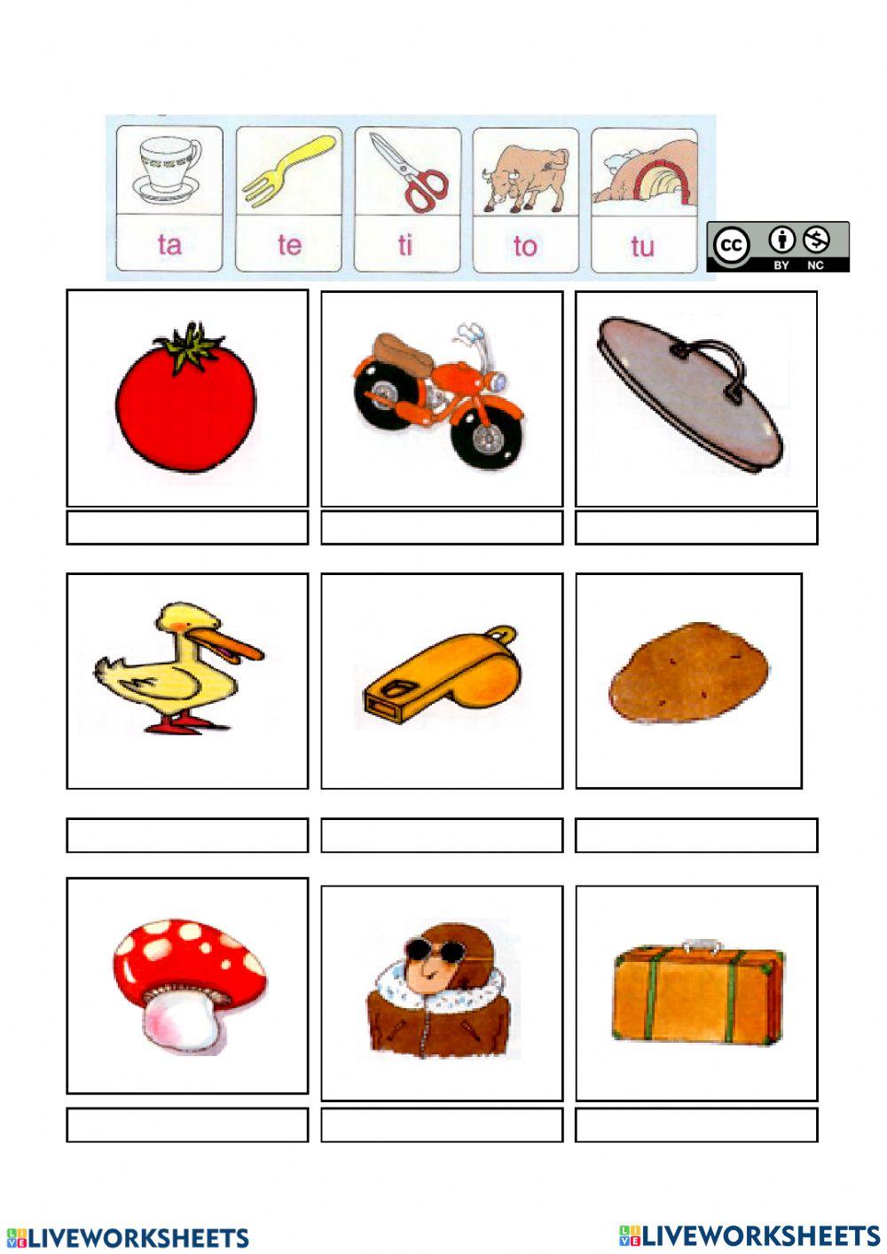 Sílaba t interactive exercise | Live Worksheets