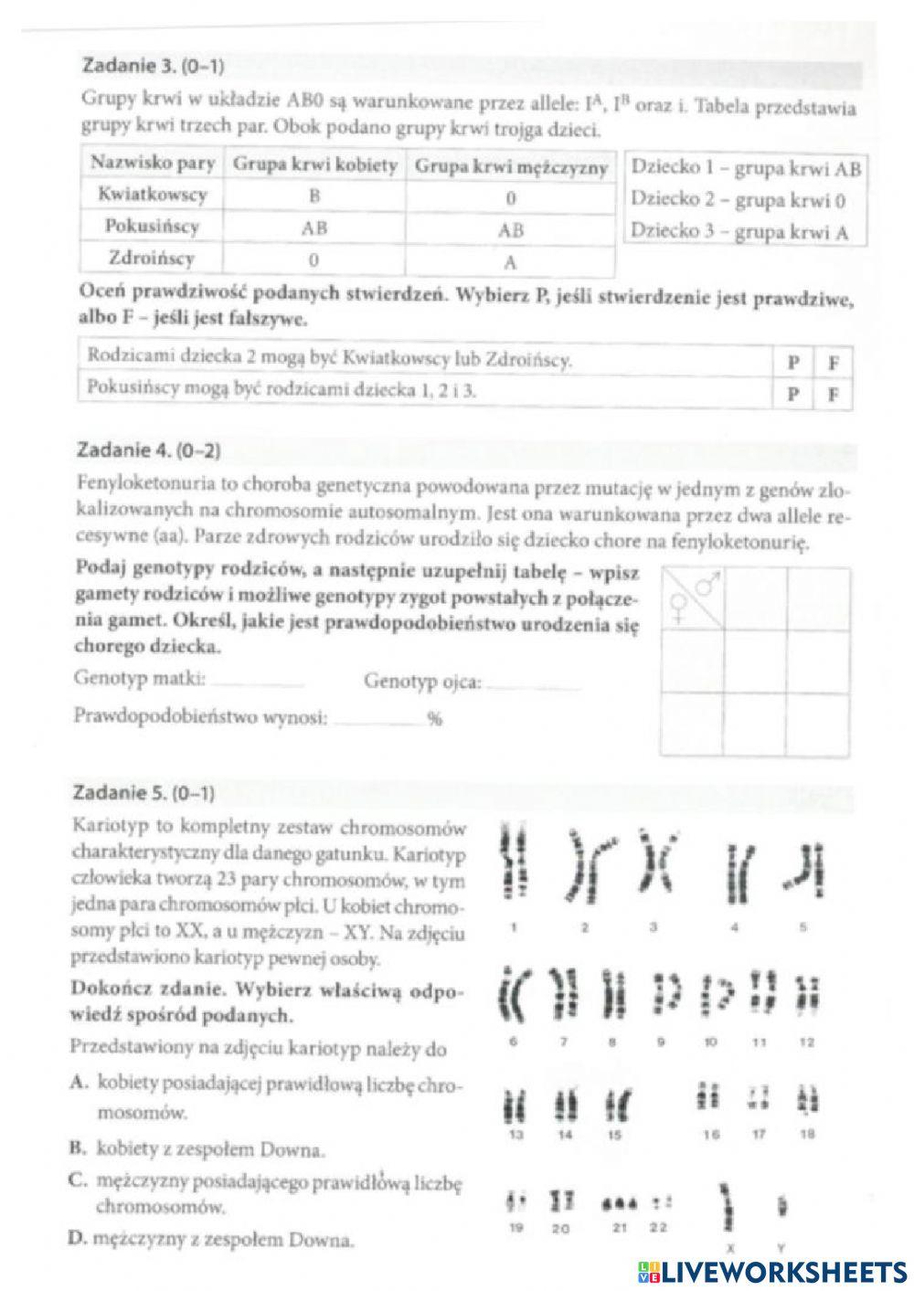 GENETYKA - sprawdź czy potrafisz