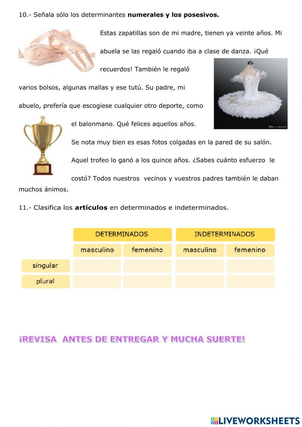 Control adjetivos y determinantes