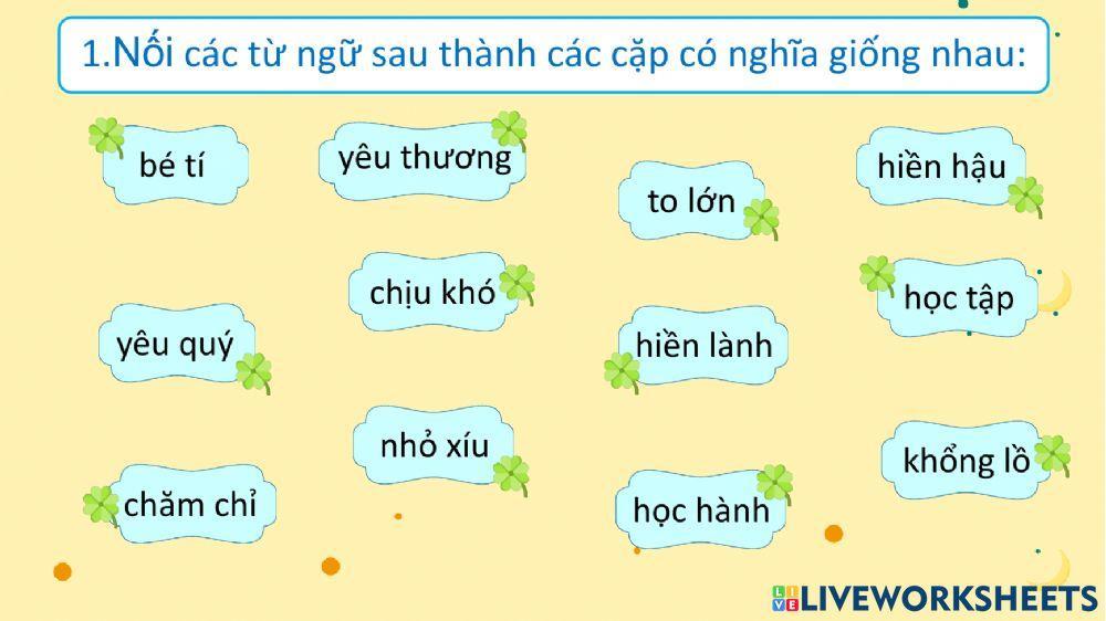 Từ có nghĩa giống nhau - Dấu gạch ngang