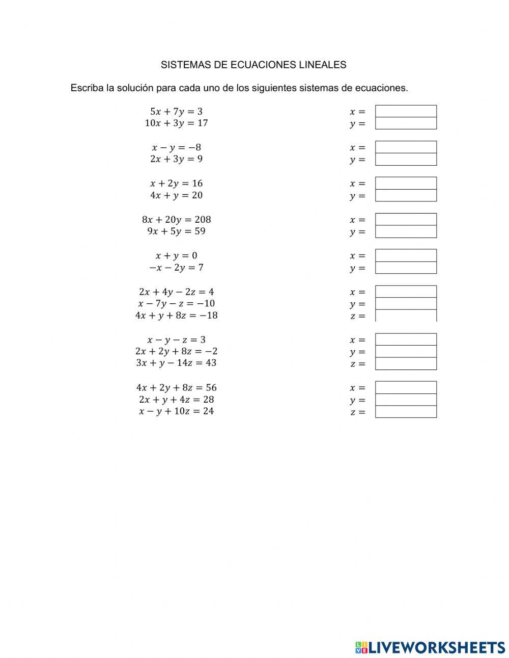 Sistemas de ecuaciones lineales