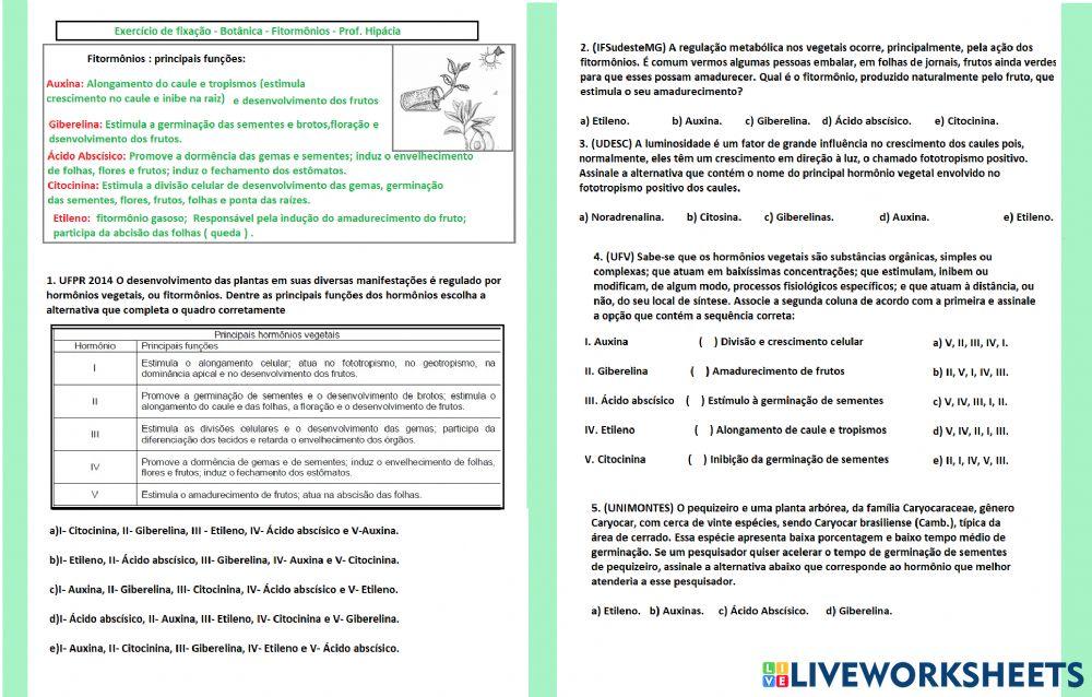 Fitormônios - Botânica - Fisiologia Vegetal