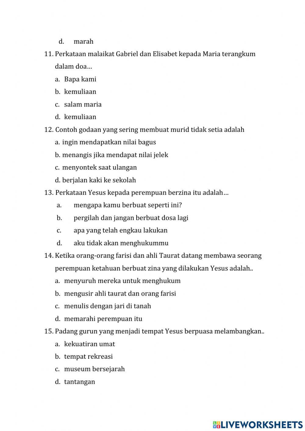 Agama katolik kelas 5 kd 3.4