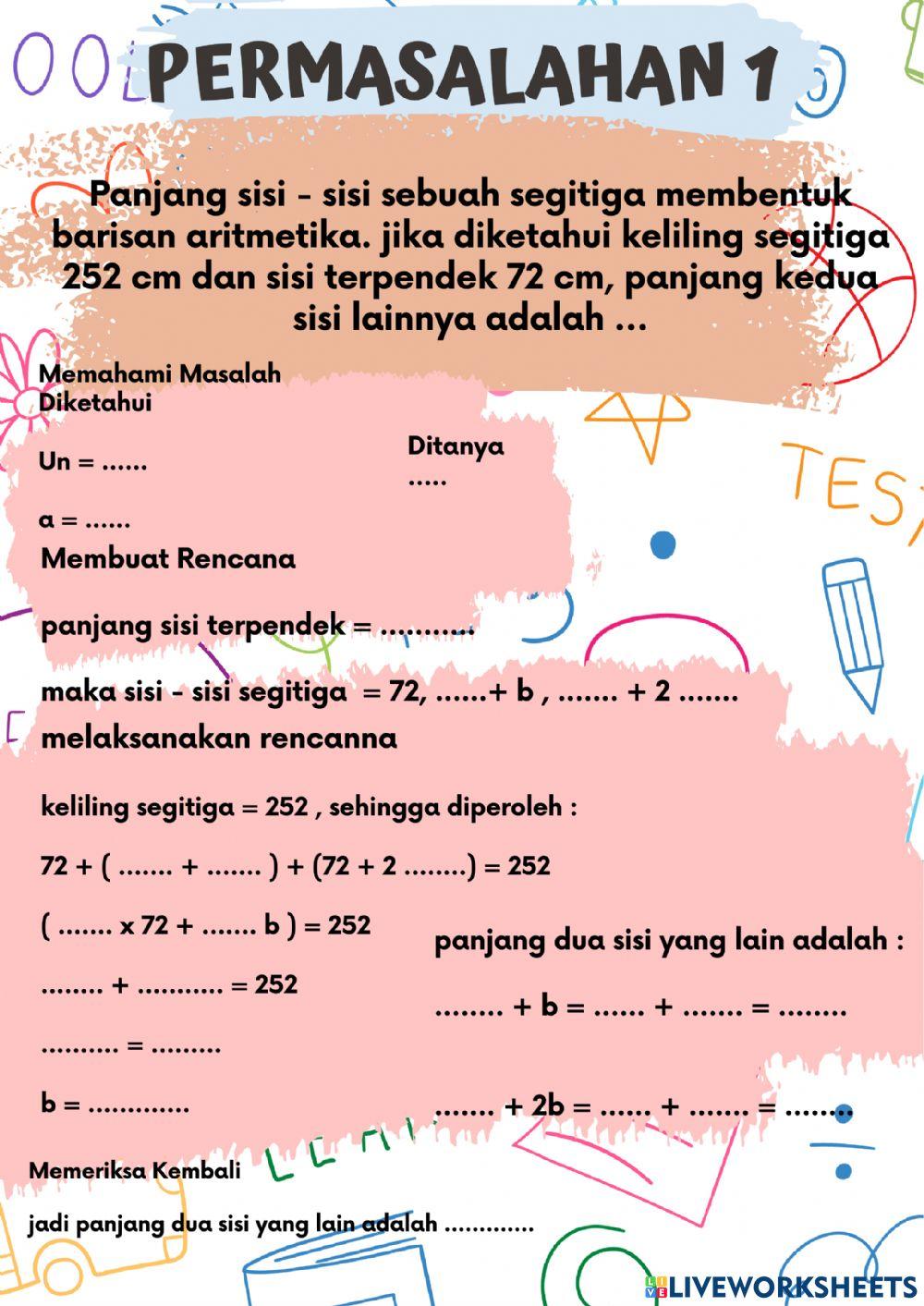 Soal Cerita Barisan Aritmetika