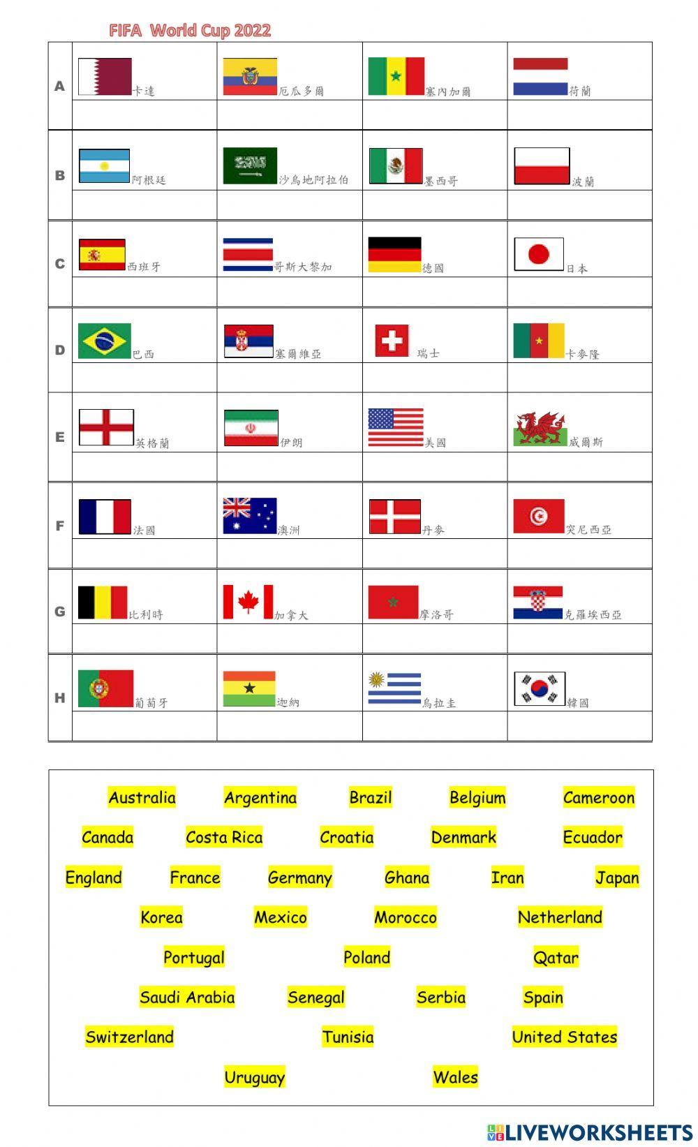2022 FIFA World Cup 32 countries