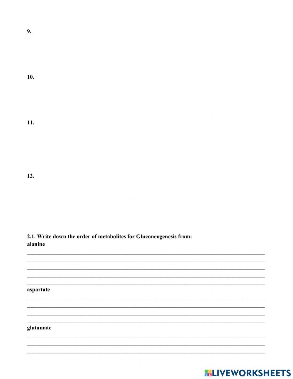 Topic 11. Glucose biosynthesis - gluconeogenesis