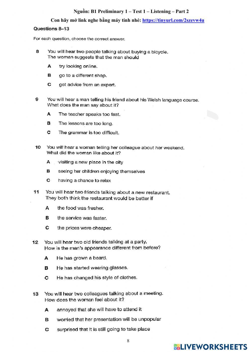 Foreign Teacher-S6-WEEK 18-PET PRACTICE