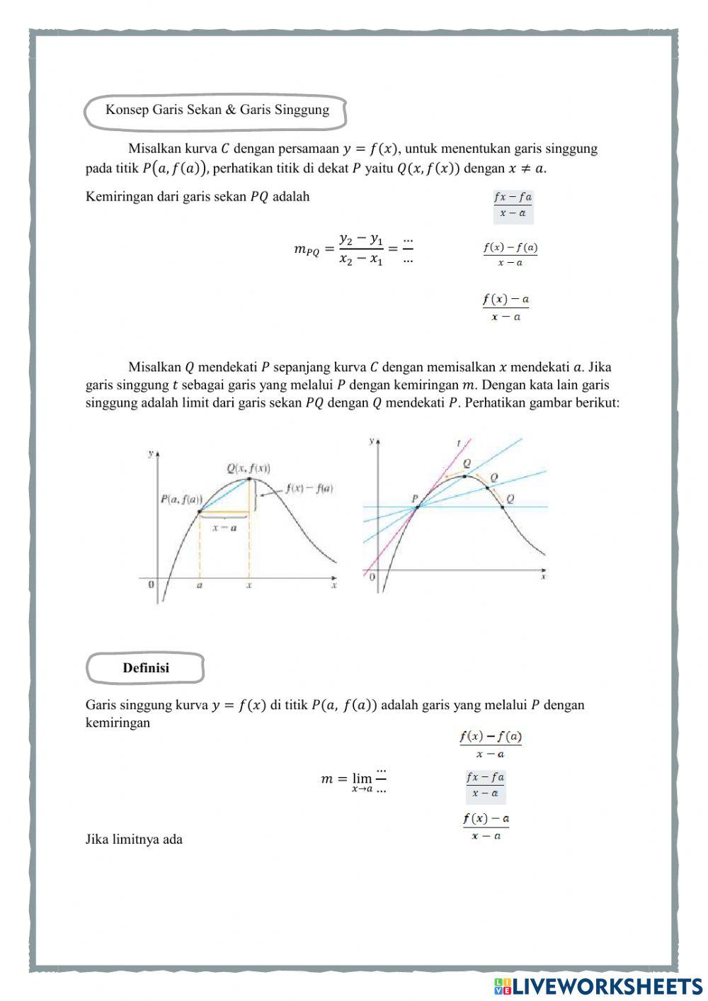 Turunan fungsi aljabar
