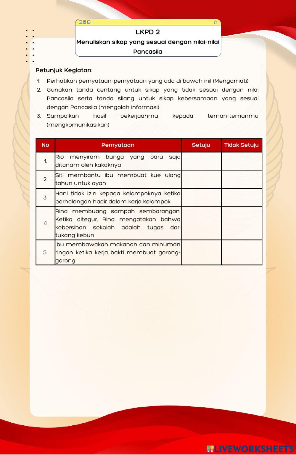 LKPD Pancasila sebagai Nilai Kehidupan