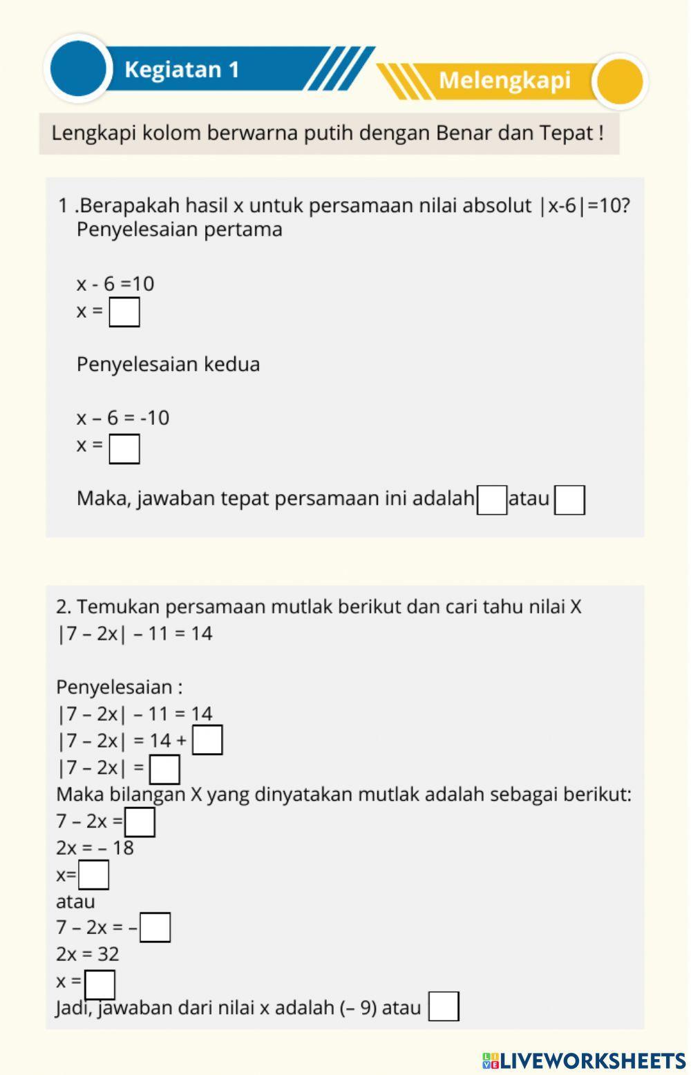 LKPD Persamaan Nilai Mutlak