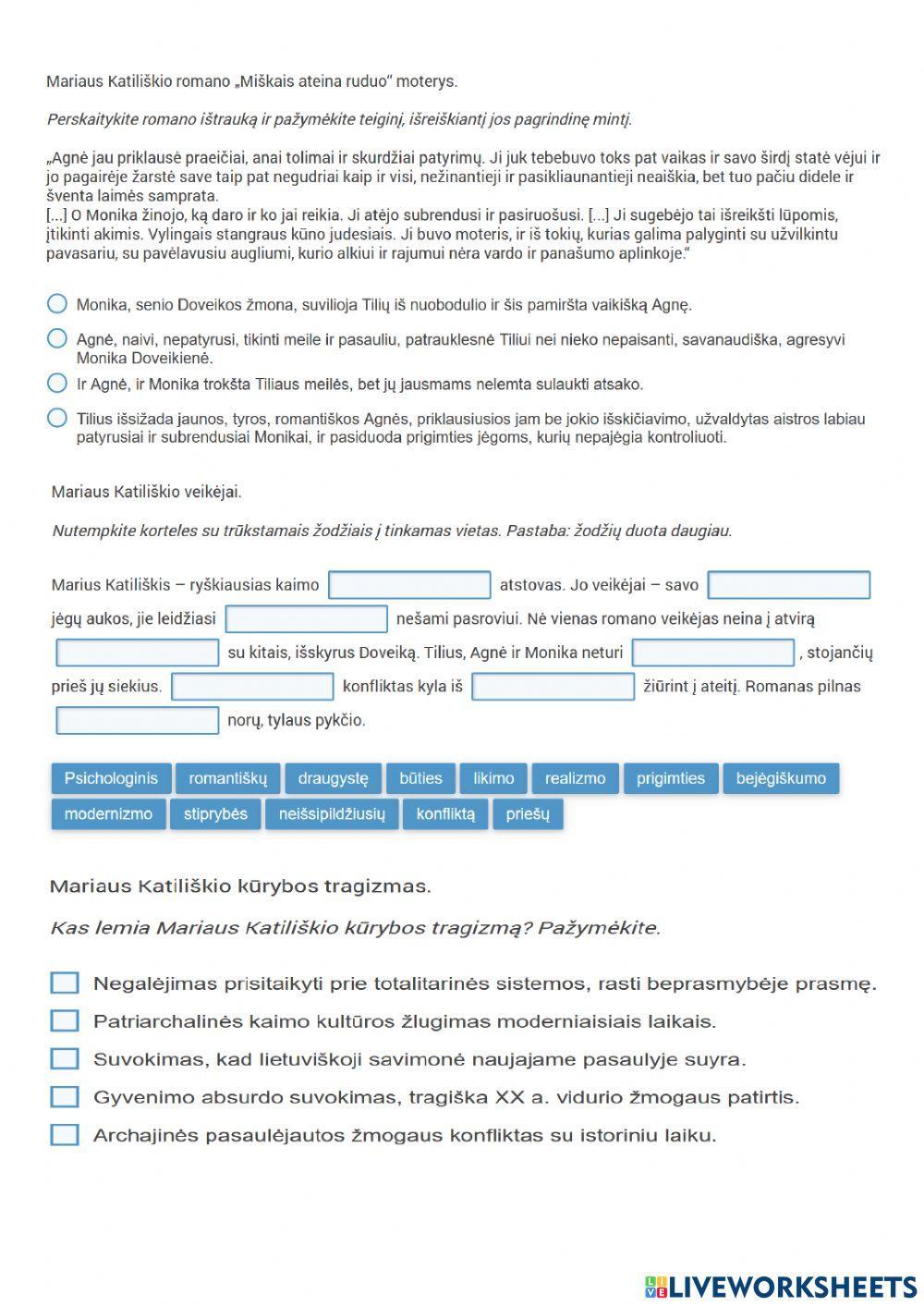 Modernioji XX a. antrosios pusės literatūra. Marius Katiliškis