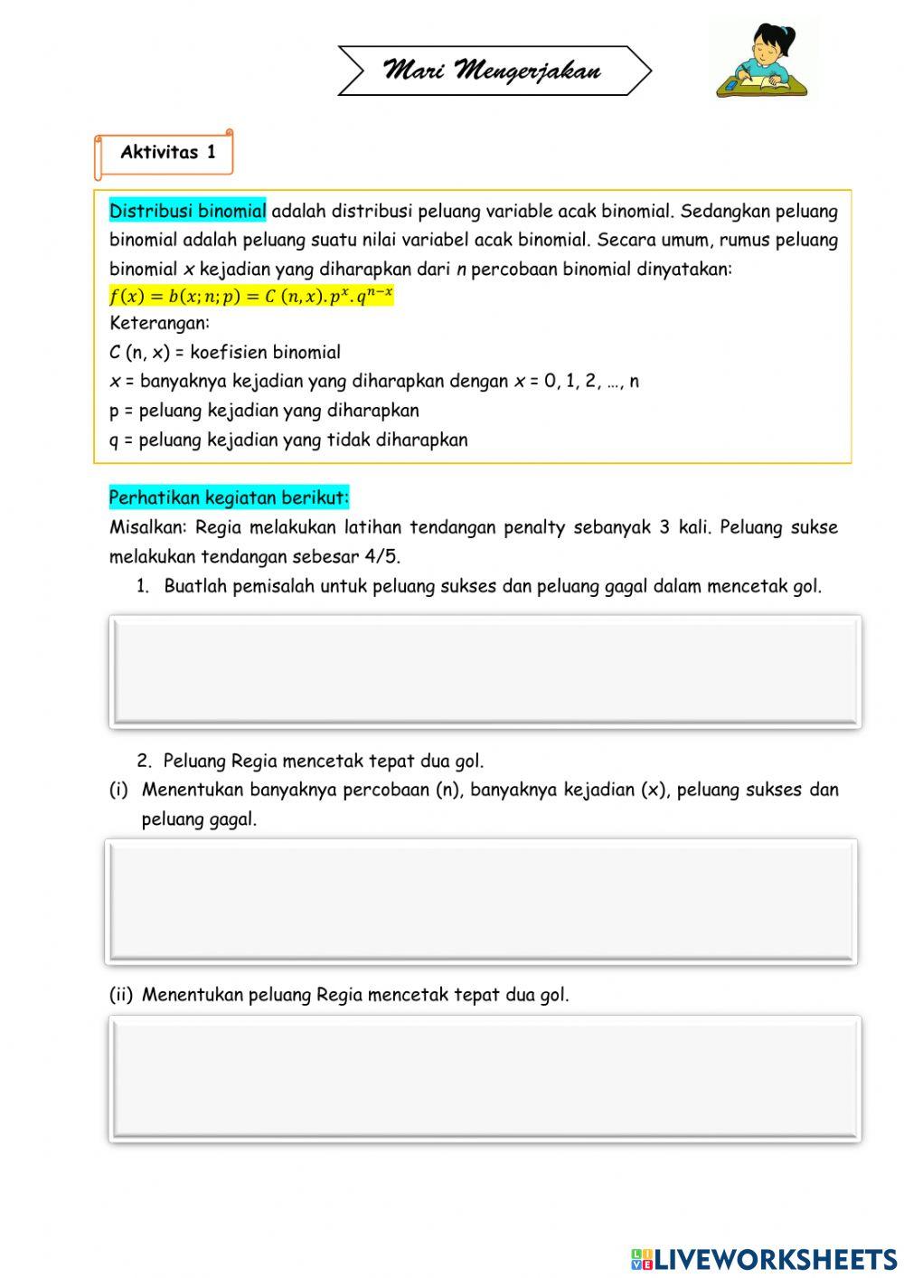 Bahan Ajar Distribusi Peluang Binomial dan Kumulatif