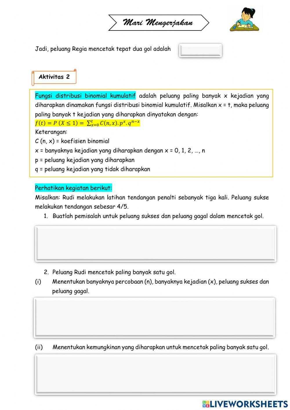 Bahan Ajar Distribusi Peluang Binomial dan Kumulatif